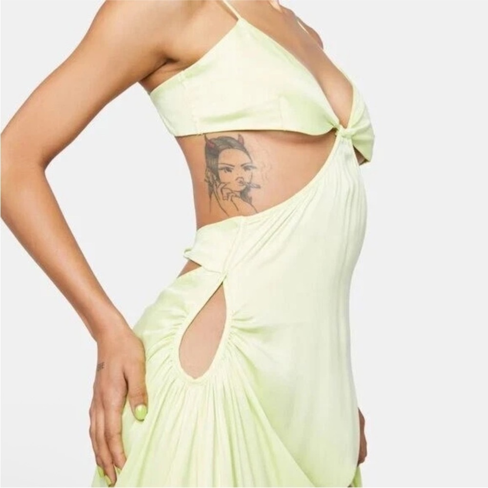 FOR LOVE AND LEMONS - 🍋 TONI MAXI DRESS Lime Green Cutout Dress NWOT - Picture 2 of 3